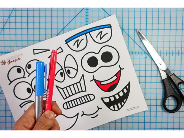 Choose funny face features from the template and color the ones you pick.