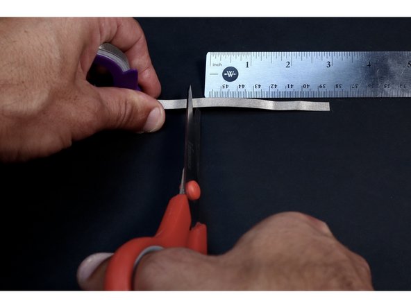 Use your ruler and scissors to measure/cut (2x)  3.5&quot; sections of conductive Maker Tape followed by (1x)  smaller 1.0&quot; section.