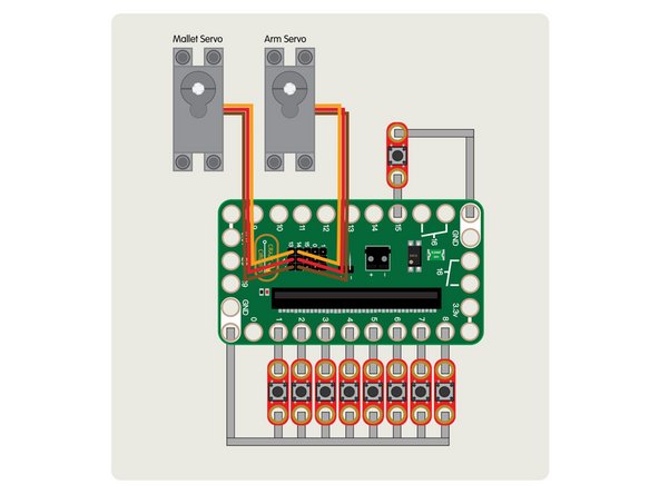 The servos have three wires connected to them that terminate in a black connector plug. This connector is what we will plug into the Bit Board header pins.