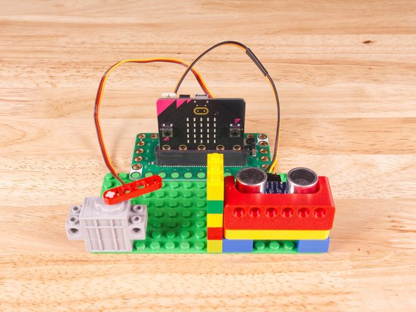 We used a 3D printed part we designed to hold the Distance Sensor in place on the LEGO baseplate.