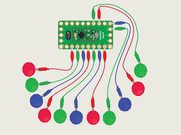 You should have 11 alligator clips connected to the Invention Board, so it’s time to add some dough.
