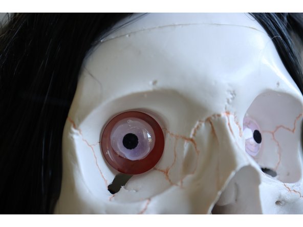 Use a hole punch to punch out a circle from black paper and glue it to each eye.