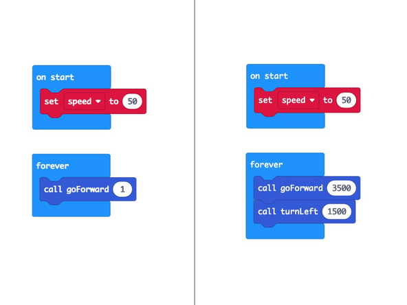 Our original code just told the Rover to go forward for one millisecond, and then that command repeated over and over.