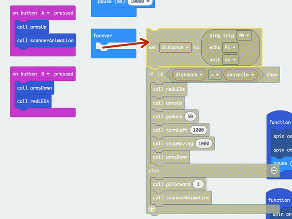 Hint: To make the build easier, drag the blocks out of the forever loop while building to stop the bot from &quot;running away!&quot;