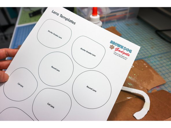 Use the lens template to cut the lenses from colored acetate.