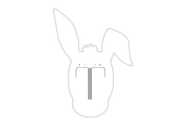 Add the center piece of Maker Tape to the LED legs. (This will connect the negative legs to the negative side of the battery.)