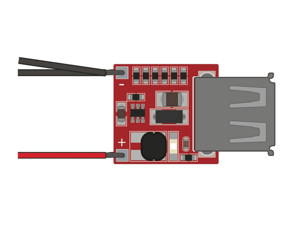 Solder the two Black wires to the (-) Negative terminal on the USB Circuit.