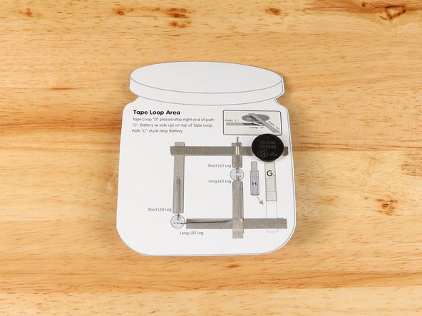 Add Maker Tape to tape path F.  over the top of the LED leg.