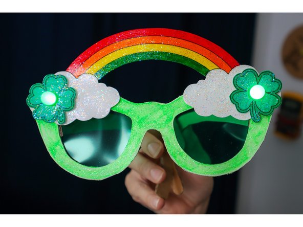 Follow the template instructions in the main Light-Up Glasses Guide to complete the circuit.