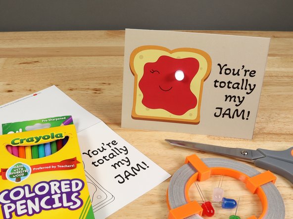 This paper circuits card is a great beginner project. Just follow the steps below to make your card.