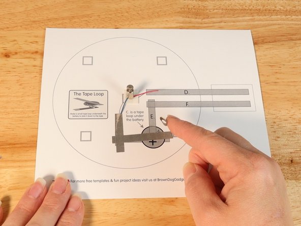 Make a loop of tape (sticky side out) using a short piece of Maker Tape, and stick it atop the end of Path B.