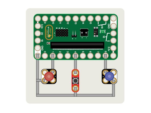 The second LED will connect to Pin 8 and ground, and the pushbutton will connect to Pin 4 and ground as shown.
