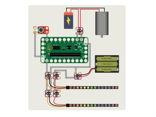 Our second strip is connected in parallel to our first strip. This means that the number of &quot;pixels&quot; in our strip (as you will see in the code) is still the same, and the two strips will display the same colors at the same time.