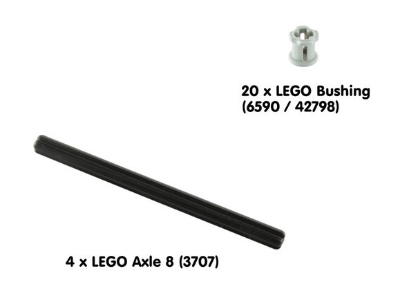 Gather the LEGO parts shown so we can attach our Robotics Board to the tank chassis.