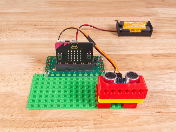 We used a 3D printed part we designed to hold the Distance Sensor in place on the LEGO baseplate.