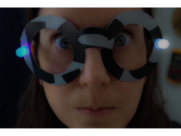 Follow the instructions in the main Light-Up Glasses Guide, but make the glasses from your upcycled cardboard.