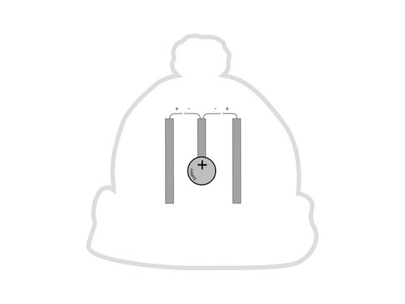 Add additional pieces of Maker Tape to connect the positive LED legs to the top of the battery.