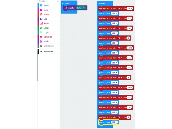 This is the final code for dimming 3 LEDs that creates a chasing effect.