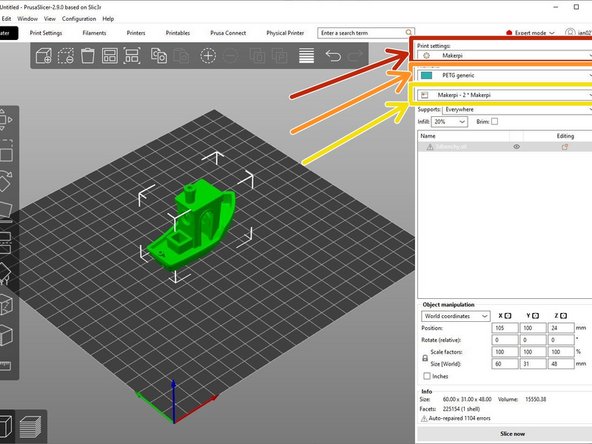 Verify "Makerpi" is selected under "Print settings"