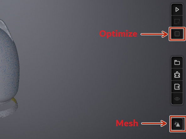 After you've done enough scans, click the optimization button. EXScan will optimize the model