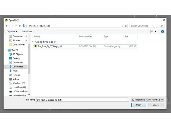 Select the file you wish to 3D print. If you do not have a 3D print file yet, proceed to the next step otherwise skip to step 6.