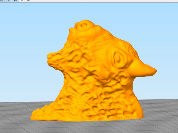 Notice how in this example the bison's horns and chin stick out from the head, with nothing underneath them?  If the printer tried to print these as shown it would be extruding hot plastic in midair - which would promptly fall!  We call this overhang.