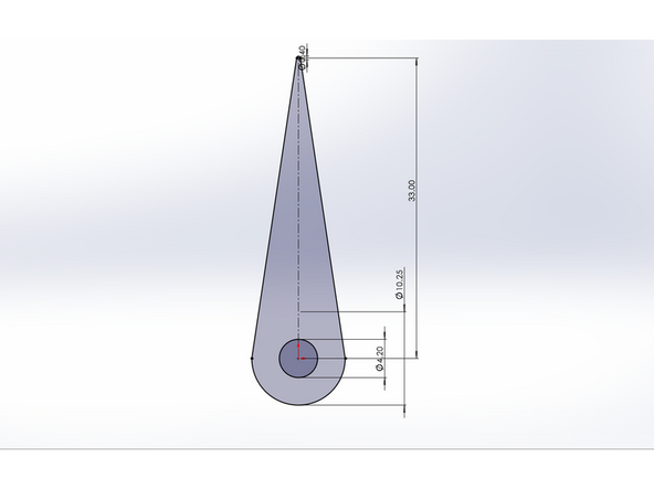 If you do not have a closed path for the pointer arm at this point, stop and return to the previous step. The extrude will only work properly if you have a closed path. A complete path should appear as a solid black outline with a grey shaded interior.  You will also have a slightly darker grey circle at the bottom as shown in the first image here.