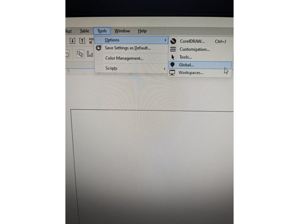 Now go back to &quot;Tools&quot; in the top toolbar and under &quot;Options&quot; select &quot;Global&quot;.