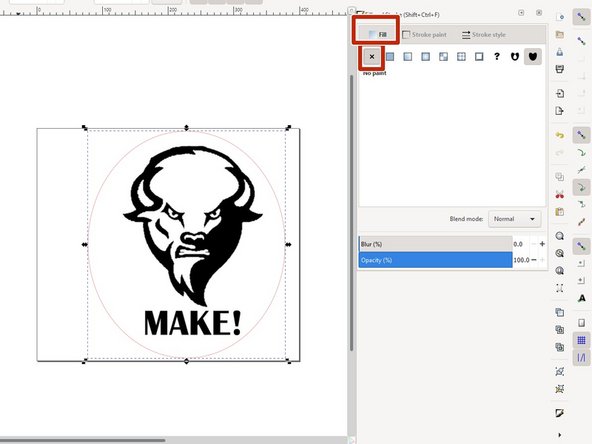 It does not matter which color is used for this border, so long as it is a different color from the parts meant to be engraved or scored. In this example, the engraved area is black and the borders (where the file is cut) are red.