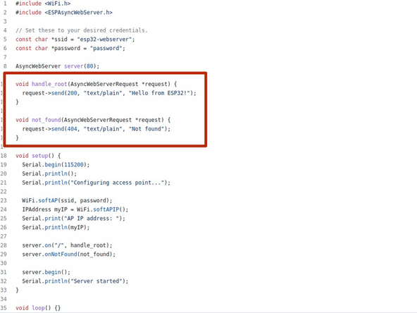 The library use callback functions to handle different URLs. In the callback function plain text, json, or an HTML page can be sent as a response.