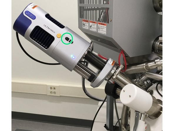 The sample chamber is kept under vacuum when not in use to maintain the condition of the equipment.