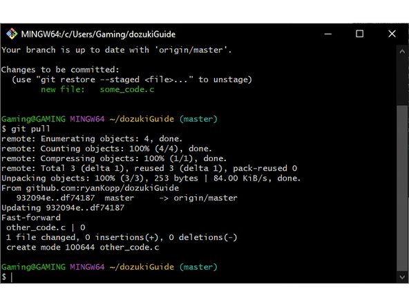 When you start working, you should always issue the command &quot;git pull&quot; to get up to date with anything your teammates have worked on.