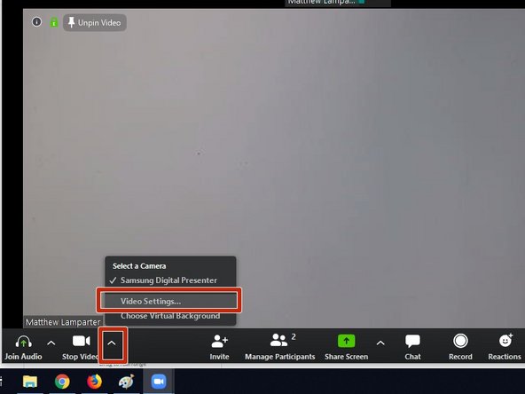 Some computers will mirror video by default.  To prevent this, click on the arrow to the right of the Stop Video button.  Then click Video Settings.
