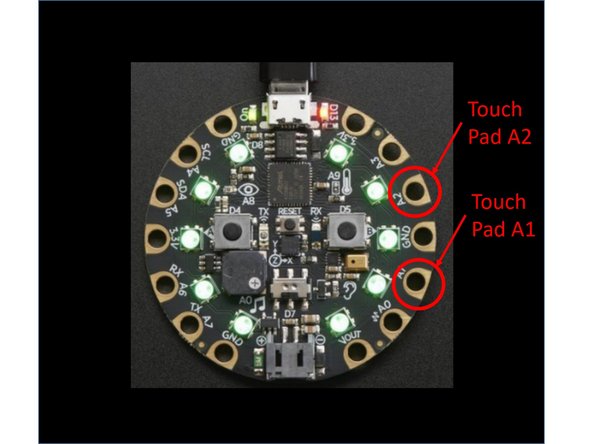 The application for the lighted sign uses four of those sensors:  1) capacitive touch sensors A1 and A2, 2) the on-board microphone as a VU meter, and 3) the onboard temperature sensor to display a base color that changes with the temperature, and 4) an on-board accelerometer that is used to set the sign color.