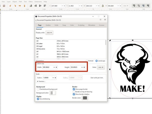 Resize it later on in the laser cutter preview to make it tailored to the piece of material you're cutting from.