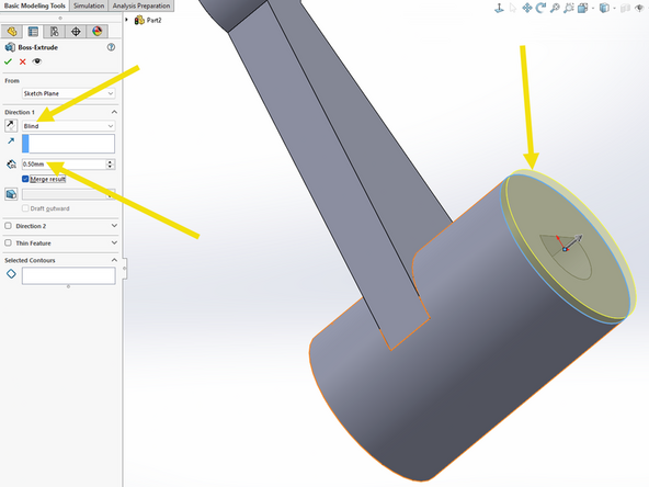 Choose View Orientation and select the top side of your motor arm.  Recall that the top side is the side with the longer shaft extrusion.
