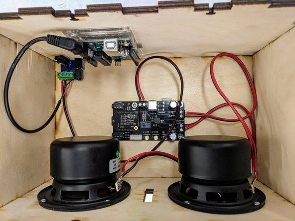 Attach the wires from the right speaker to the &quot;Output R&quot; terminal block on the BT/amplifier PCB.  This terminal block is closer to the back of the speaker box.