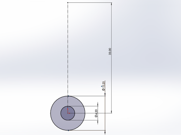 Use the Smart Dimension tool to give the centerline a length of 33.