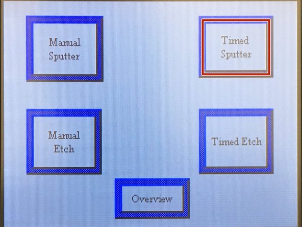 On the &quot;mode&quot; Screen tap the &quot;Timed Sputter&quot; button.