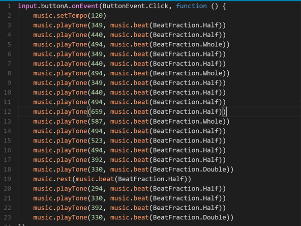 To make a note, use a play tone... for... block. Change the note and duration.
