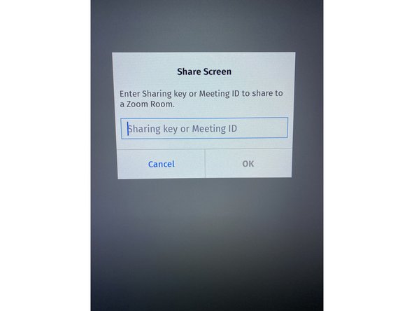 To launch a meeting with screen sharing, select the &quot;Share Screen&quot; option at the top right of the main menu ribbon. This will open a window prompting you to enter a Meeting ID. After entering it, your screen should be shared in the meeting.