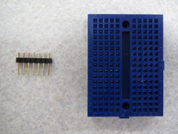 The final component to be soldered is the 7-pin strip of header pins.