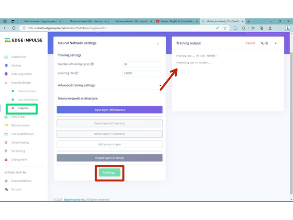 In the index on the left, select "Classifier." Here is where you train your data set.