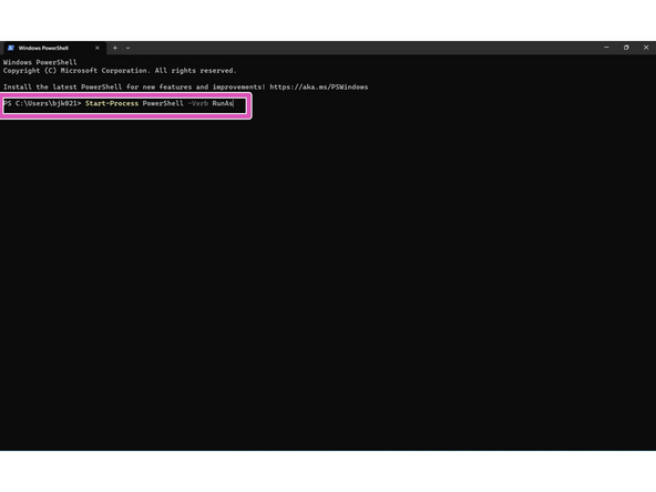 Go to the second image. If you can't open by right clicking, select the available PowerShell and type in the statement &gt;&gt; Start-Process PowerShell -Verb RunAs &gt;&gt; which will give you admin permission.