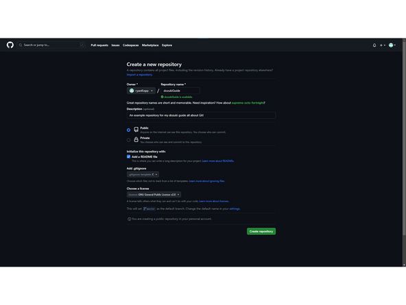 Hit the &quot;+&quot; next to your profile picture, and click &quot;New Repository&quot;. Give it a name, and maybe a description.