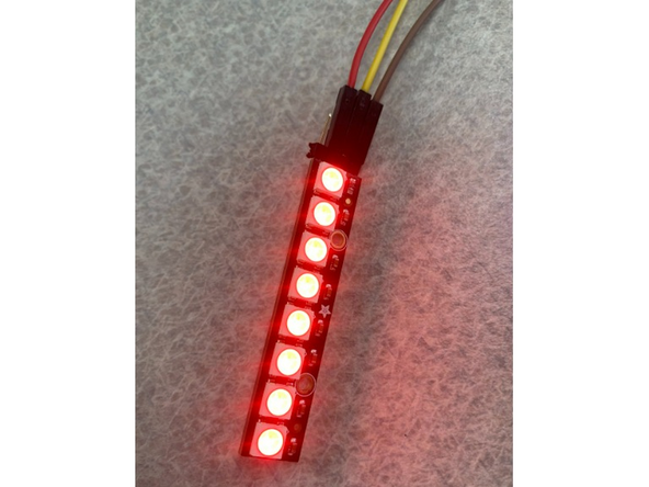 You should find a neopixel stick in the kit. Use your phone to control the neopixel stick for the challenge. Review the neopixel tutorial to understand its functionality and connection process.