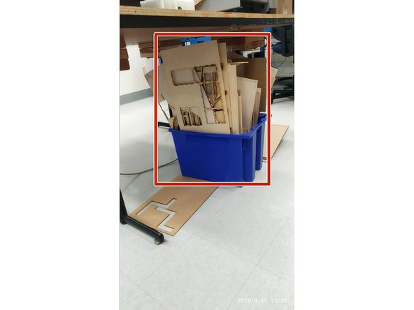 Please look for wood sheets to use in the blue box under the center table. Do not start using a new sheet unless you cannot find a used sheet that has a good space for your job.