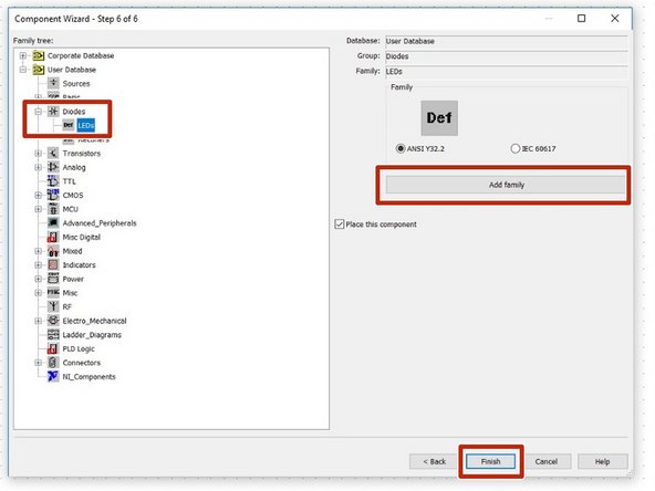 Your component is now complete.  Save the component to your Multisim user database.  You may need to add a family as a subcategory under one of the pre-defined categories before Multisim will allow you to save the component.