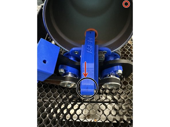 Use the red laser pointer dot on the thunder laser and align it to the left side roller's black marker dot, shown in picture 1.