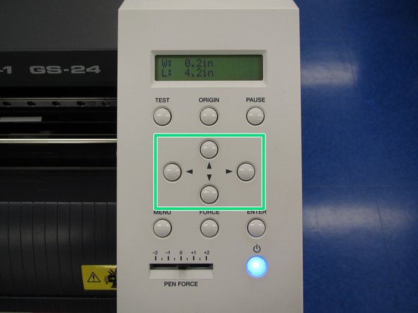 Increase the blade force with the up arrow or decrease it with the down arrow based on your test examining results.  Only adjust by 10gf at a time.  Press ENTER to accept the increased force.